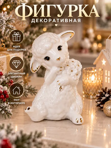 Изображение товара Статуэтка Elan Gallery Овечка с цветами 330990