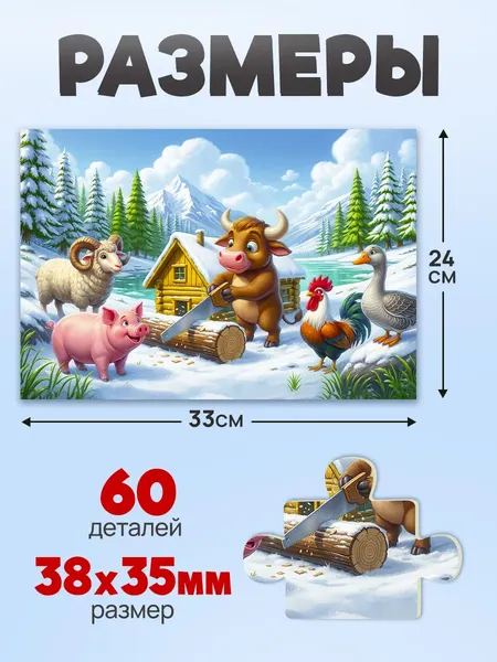 Изображение товара Пазл РЫЖИЙ КОТ Зимовье зверей Х60-5076 (60эл)