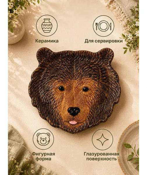 Изображение товара Тарелка столовая обеденная Elan Gallery Медведи 340128