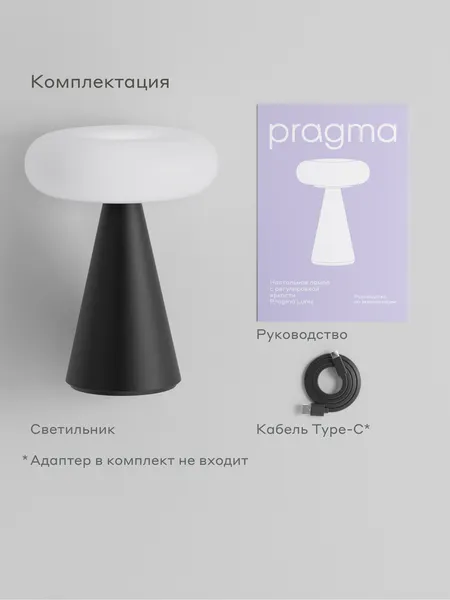 Изображение товара Интерьерная настольная лампа Pragma Lums с регулировкой яркости MTL_P_B-2 (черный)