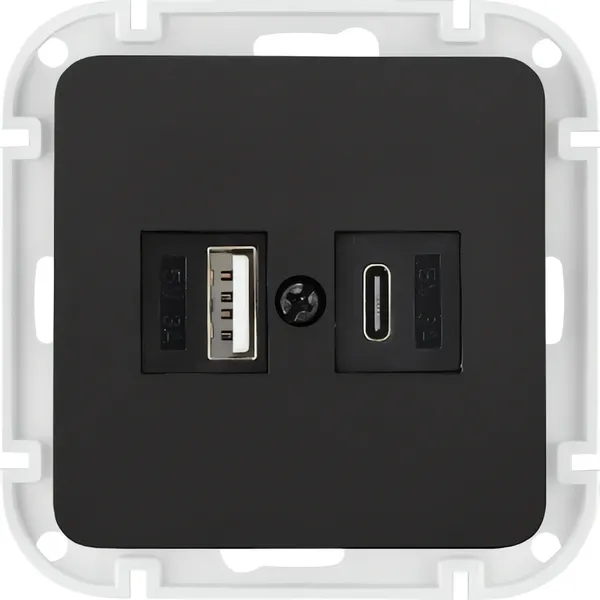 Изображение товара Розетка Sundays Electric USB-A и USB-C с двумя блоками питания РП5-6562 (карбон)