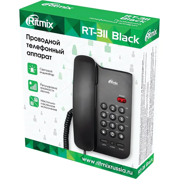 Изображение товара Проводной телефон Ritmix RT-311 (черный)