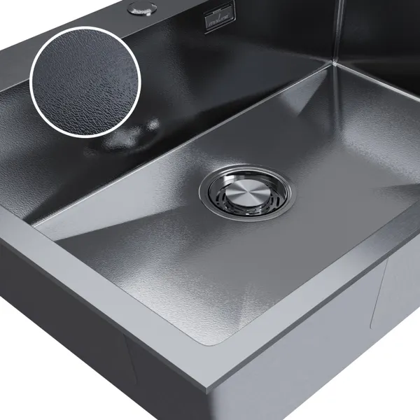 Изображение товара Мойка кухонная Mixline Pro 559604 (черный графит, с сифоном)