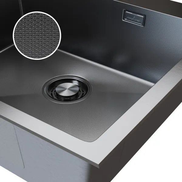 Изображение товара Мойка кухонная Mixline Pro 559597 (черный графит, с сифоном)