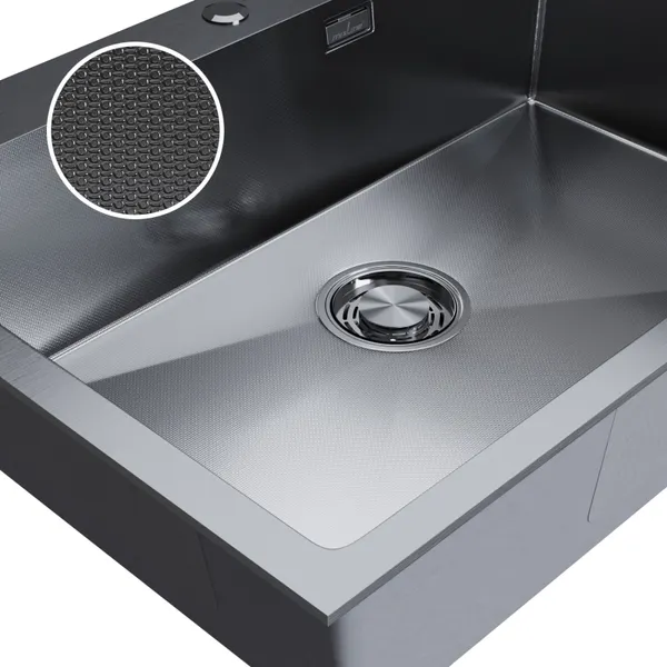 Изображение товара Мойка кухонная Mixline Pro 559596 (черный графит, с сифоном)