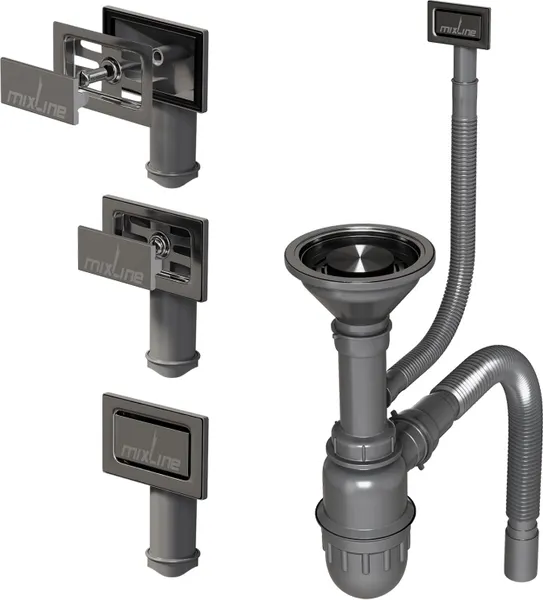 Изображение товара Мойка кухонная Mixline Pro 559615 (черный графит, с сифоном)
