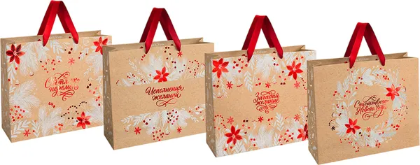 Изображение товара Набор пакетов подарочных Meshu Искристые узоры / MS_93336 (4шт)