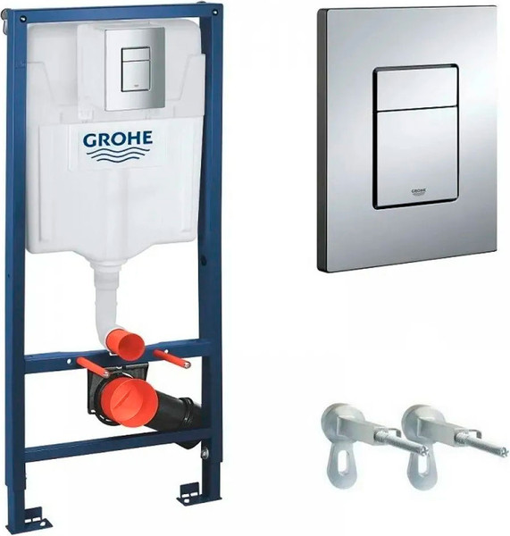 Изображение товара Инсталляция для унитаза GROHE Rapid SL 38772001 (с кнопкой, хром)