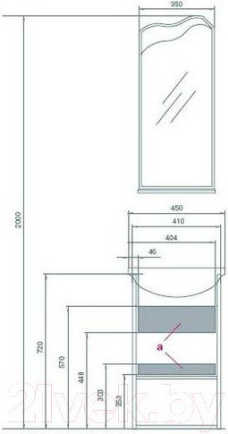 Изображение товара Тумба под умывальник Акватон Колибри 45 (1A065201KO01L)
