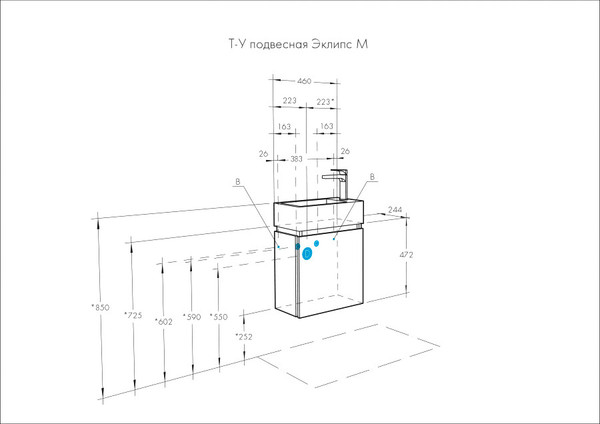 Изображение товара Тумба под умывальник Акватон Эклипс М 46 (1A172801EK49L)