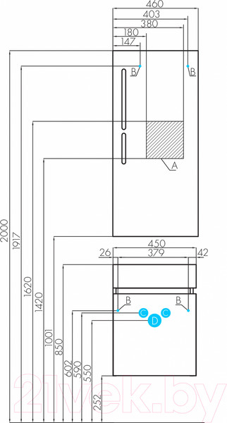 Изображение товара Тумба под умывальник Акватон Эклипс М 46 (1A172801EK49L)