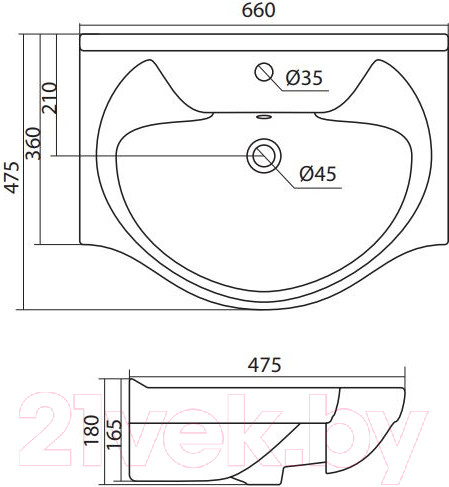 Изображение товара Умывальник Santek Байкал 65 (1WH109651)