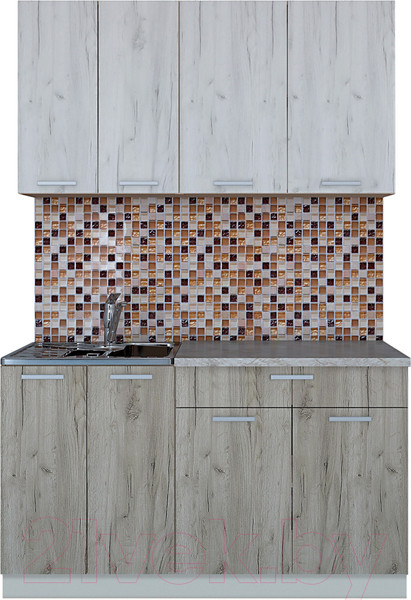 Изображение товара Кухонный гарнитур Интерлиния Мила Лайт 1.4-60 (дуб белый/дуб серый/опал светлый)