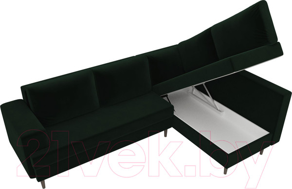 Изображение товара Диван угловой Лига Диванов Сильвана 198 правый (велюр MR зеленый)