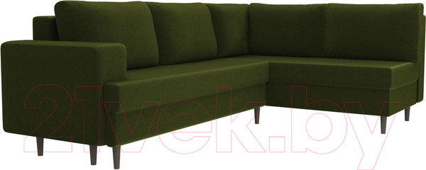 Изображение товара Диван угловой Лига Диванов Сильвана 198 правый (микровельвет зеленый)