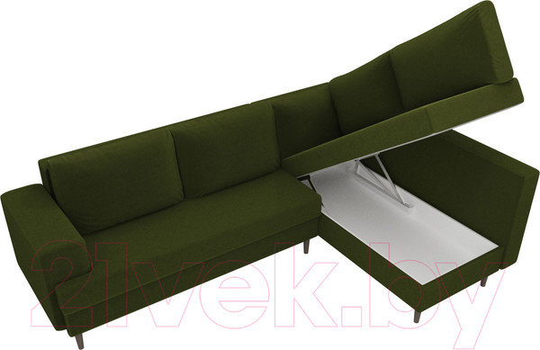 Изображение товара Диван угловой Лига Диванов Сильвана 198 правый (микровельвет зеленый)