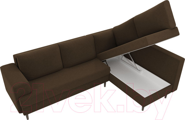 Изображение товара Диван угловой Лига Диванов Сильвана 198 правый (микровельвет коричневый)