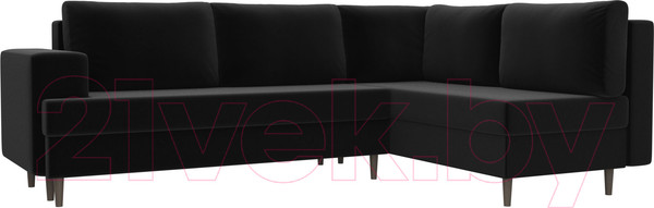 Изображение товара Диван угловой Лига Диванов Сильвана 198 правый (микровельвет черный)