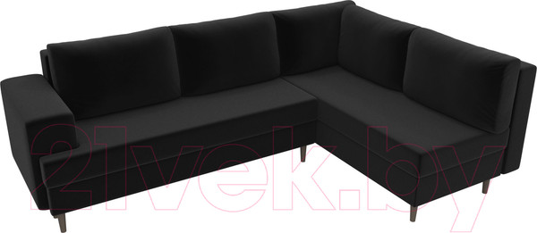 Изображение товара Диван угловой Лига Диванов Сильвана 198 правый (микровельвет черный)