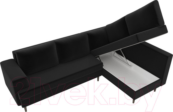 Изображение товара Диван угловой Лига Диванов Сильвана 198 правый (микровельвет черный)