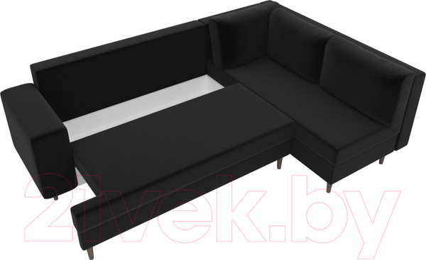Изображение товара Диван угловой Лига Диванов Сильвана 198 правый (микровельвет черный)