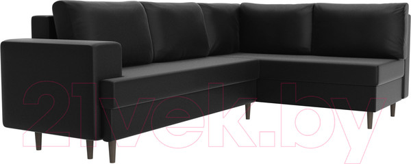 Изображение товара Диван угловой Лига Диванов Сильвана 198 правый (экокожа черный)