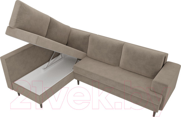 Изображение товара Диван угловой Лига Диванов Сильвана 198 левый (велюр MR бежевый)