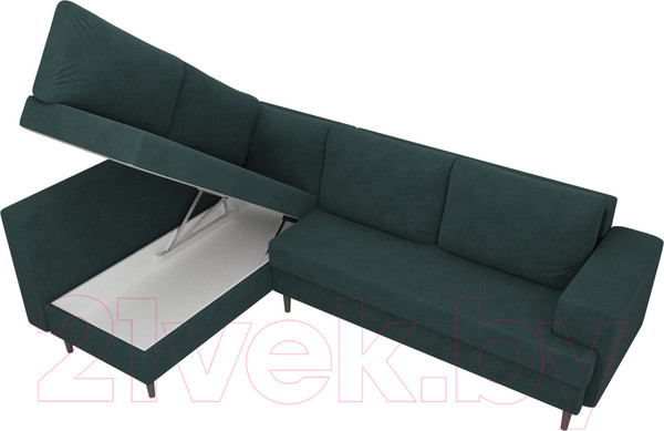 Изображение товара Диван угловой Лига Диванов Сильвана 198 левый (велюр MR бирюзовый)