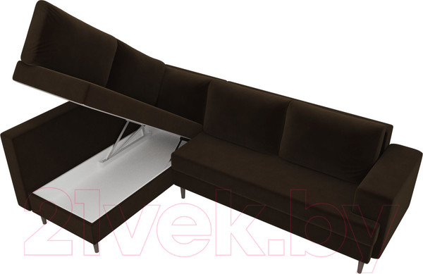 Изображение товара Диван угловой Лига Диванов Сильвана 198 левый (велюр MR коричневый)