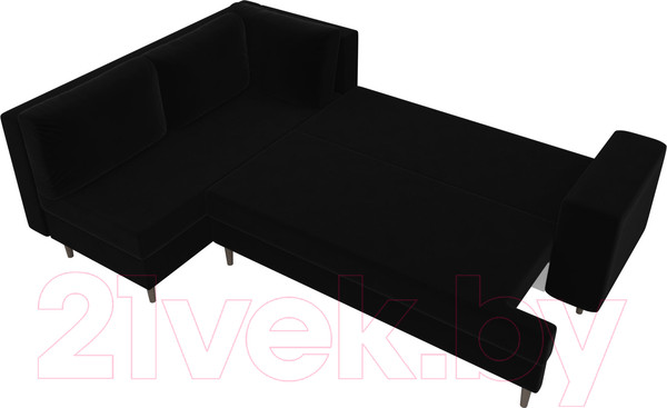 Изображение товара Диван угловой Лига Диванов Сильвана 198 левый (велюр MR черный)