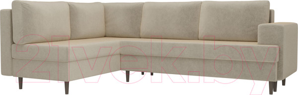 Изображение товара Диван угловой Лига Диванов Сильвана 198 левый (микровельвет бежевый)
