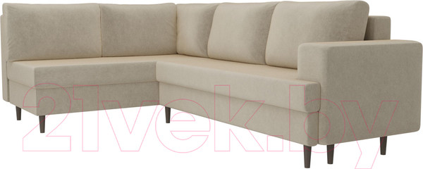 Изображение товара Диван угловой Лига Диванов Сильвана 198 левый (микровельвет бежевый)