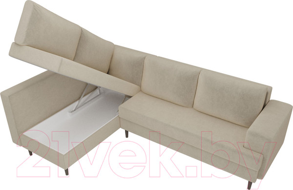 Изображение товара Диван угловой Лига Диванов Сильвана 198 левый (микровельвет бежевый)