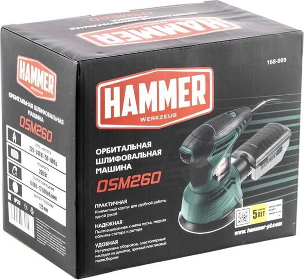 Изображение товара Эксцентриковая шлифовальная машина Hammer Flex OSM260