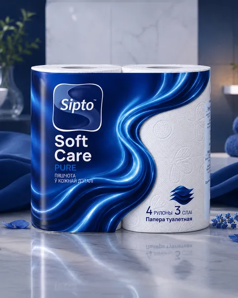 Изображение товара Туалетная бумага Sipto Soft Care Pure 3-х слойная (4рул)