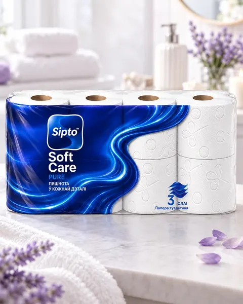Изображение товара Туалетная бумага Sipto Soft Care Pure 3-х слойная (8рул)