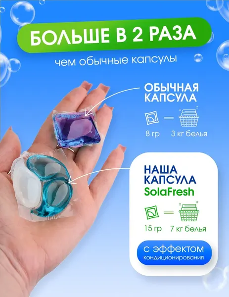 Изображение товара Капсулы для стирки SolaFresh Аромат Свежих Трав (30шт)