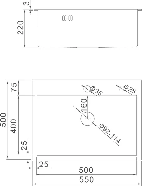 Изображение товара Мойка кухонная Astir Pro Decor Millet Satin 55x50 (с дозатором и корзиной)