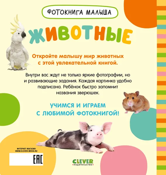 Изображение товара Развивающая книга CLEVER Фотокнига малыша. Животные, твердая обложка