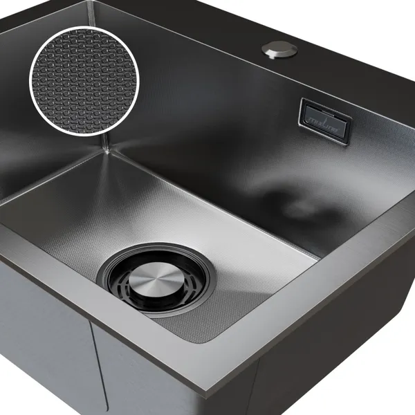 Изображение товара Мойка кухонная Mixline Pro 559600 (черный графит, с сифоном)