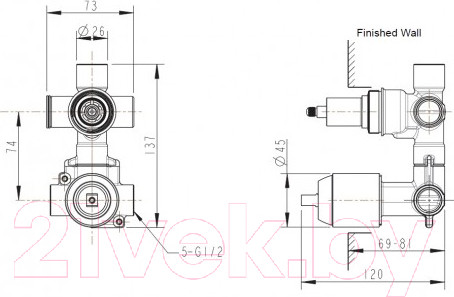 Изображение товара Внешняя часть смесителя скрытого монтажа Bravat Sourse PB8173218CP-2-ENG