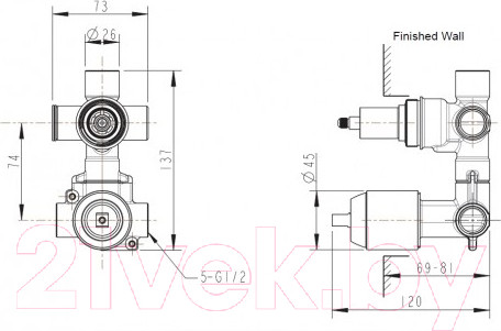 Изображение товара Внешняя часть смесителя скрытого монтажа Bravat Sourse PB8173218CP-3-ENG