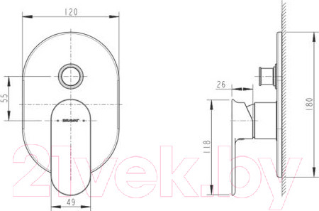 Изображение товара Внешняя часть смесителя скрытого монтажа Bravat Gina PB865104CP-2-ENG
