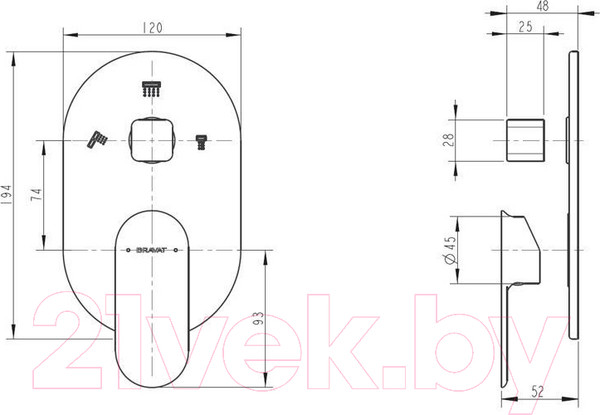 Изображение товара Внешняя часть смесителя скрытого монтажа Bravat Gina P69194C-ENG