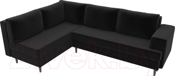 Изображение товара Диван угловой Лига Диванов Сильвана 198 левый (микровельвет черный)