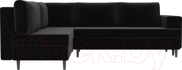 Изображение товара Диван угловой Лига Диванов Сильвана 198 левый (микровельвет черный)