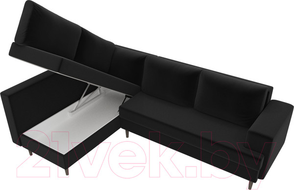 Изображение товара Диван угловой Лига Диванов Сильвана 198 левый (микровельвет черный)