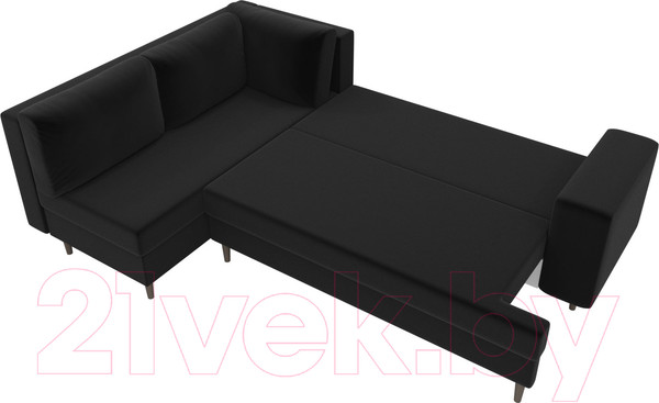 Изображение товара Диван угловой Лига Диванов Сильвана 198 левый (микровельвет черный)