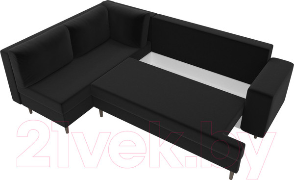 Изображение товара Диван угловой Лига Диванов Сильвана 198 левый (микровельвет черный)