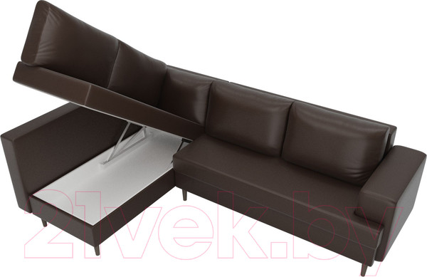 Изображение товара Диван угловой Лига Диванов Сильвана 198 левый (экокожа коричневый)